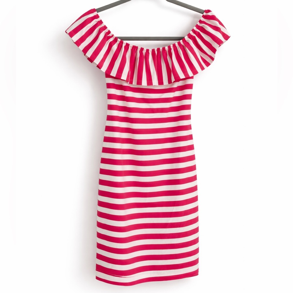 Sailor - Sailor Pink & White Nautical Stripe Nylon Dress